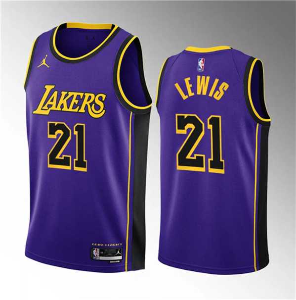 Men%27s Los Angeles Lakers #21 Maxwell Lewis Purple 2023 Draft Statement Edition Stitched Basketball Jersey Dzhi